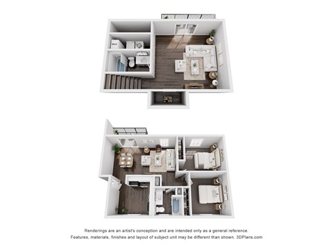 Floor plan for 2 beds, 2 baths, 1600 sqft